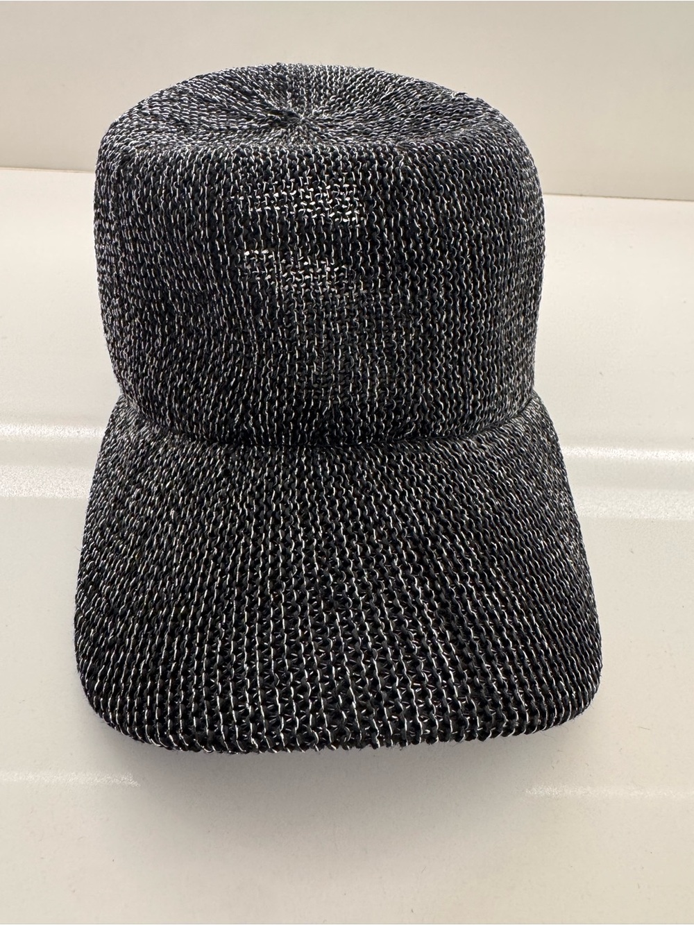 Vince Camuto Black and White Knit Straw Cap
